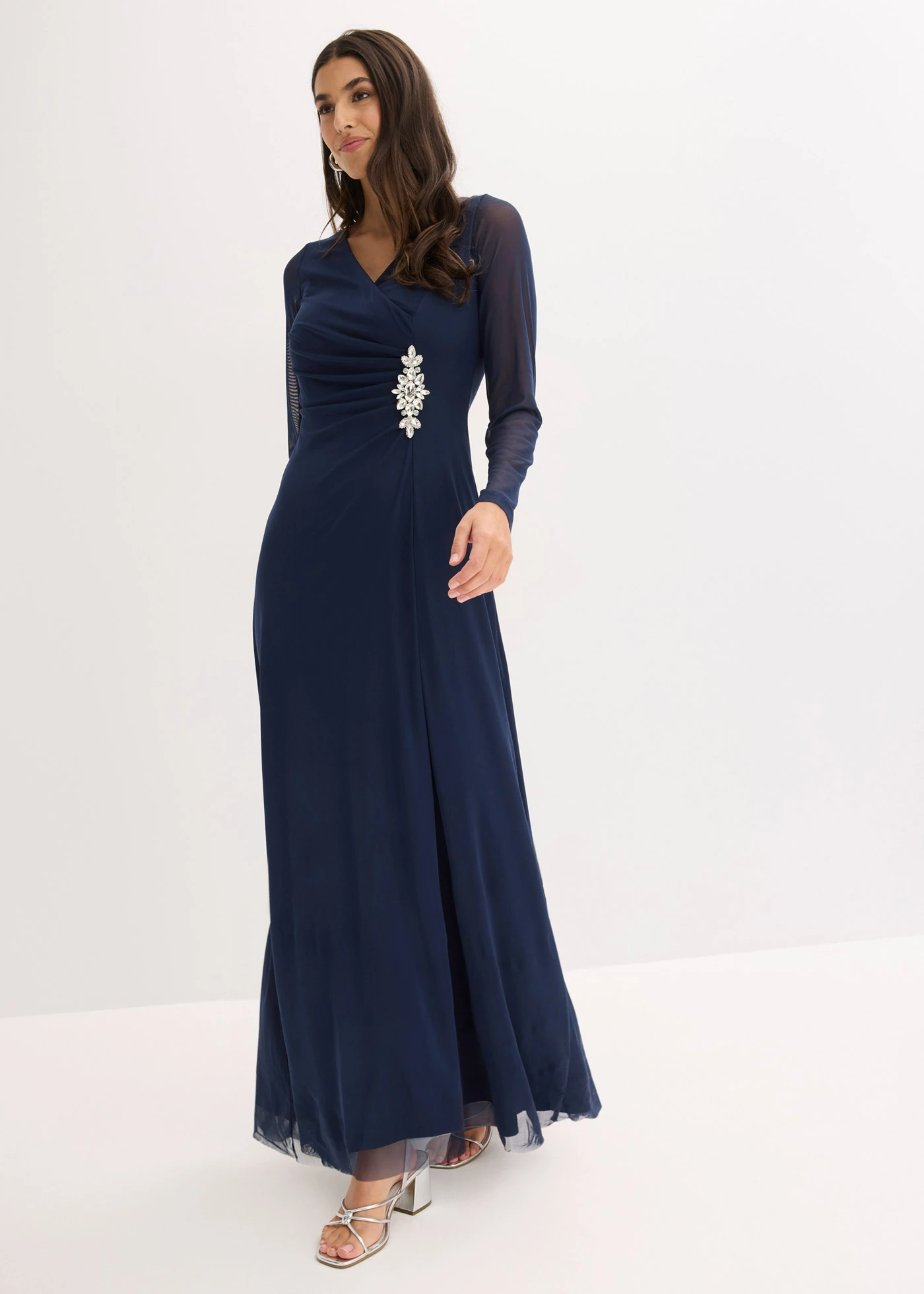 Galajurk van zacht tule met decoratieve steentjes • donkerblauw • bonprix online shop