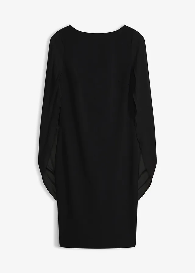 Rochie cocktail cu mâneci din șifon • negru • magazin bonprix