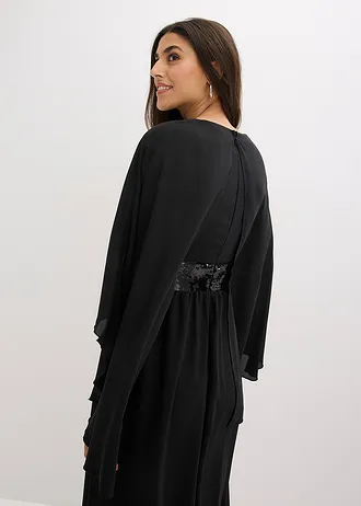 Alkalmi ruha finom sifonból, flitteres betéttel • fekete • bonprix áruház