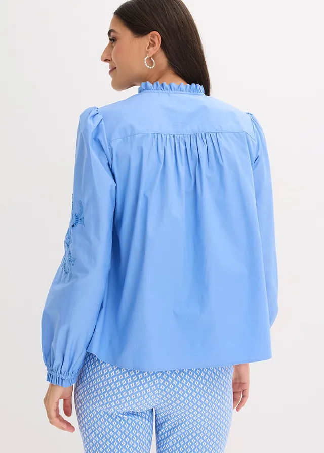Katoenen tuniek met broderie anglaise • middenblauw • product-page.page-title-suffix