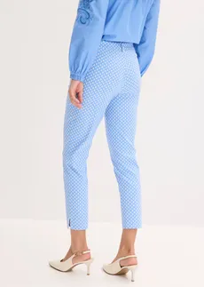 7/8 stretchbroek van bengaline • middenblauw-wolwit met grafische print • bonprix online shop