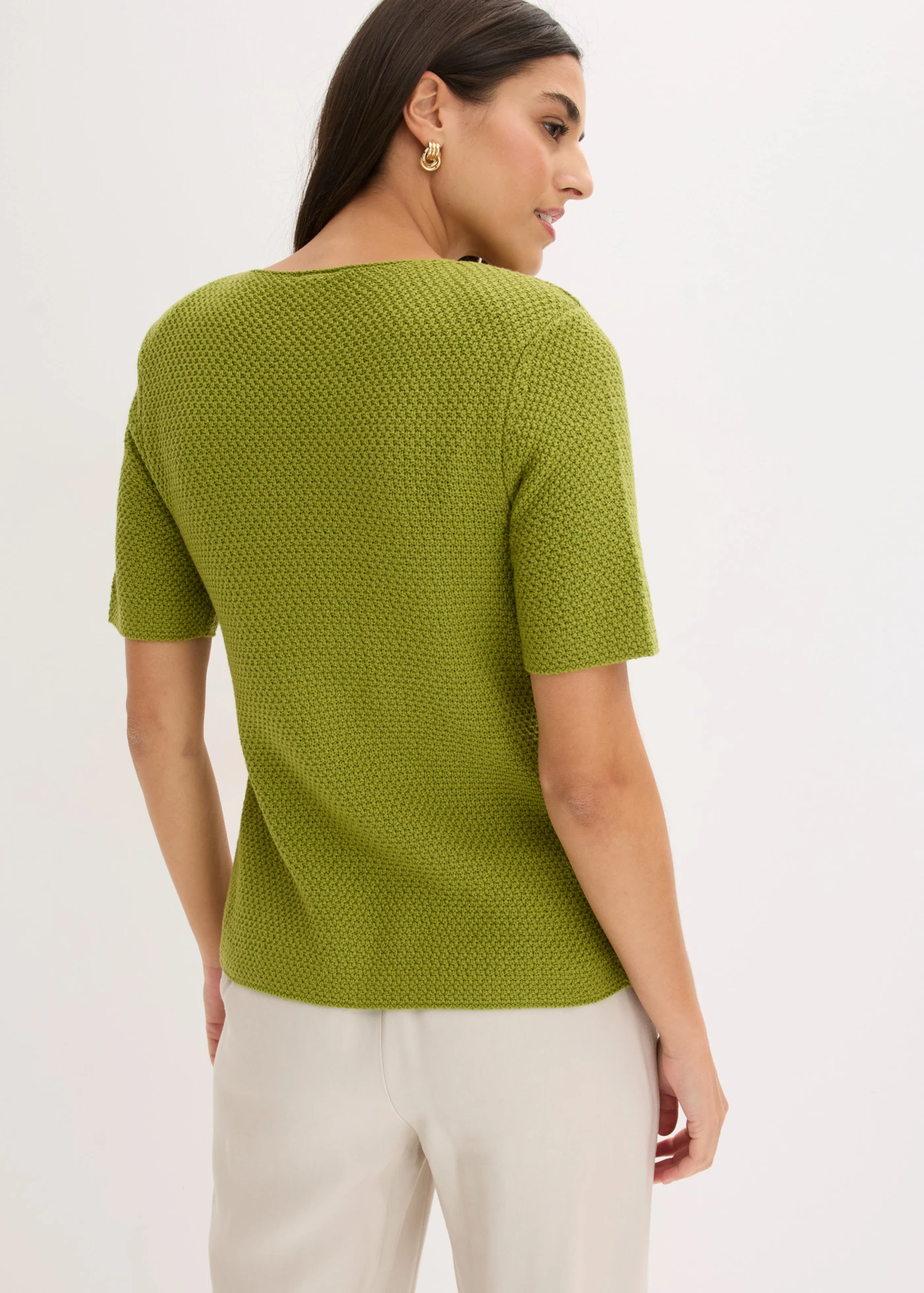 Jachetă tricotată cu bumbac • verde mușchi • magazin bonprix