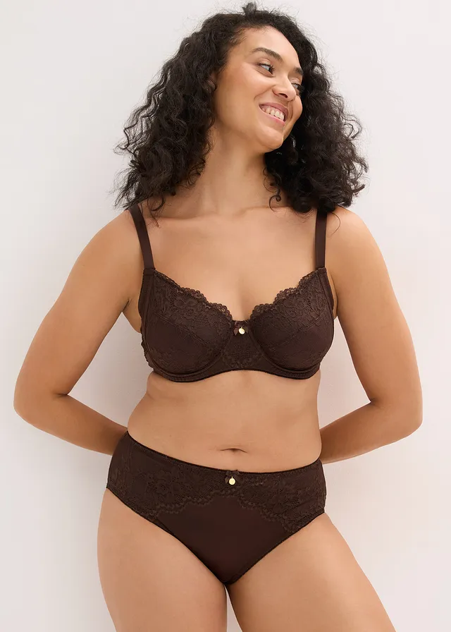 Beugel bh met glanseffect, Kleur: donkerbruin