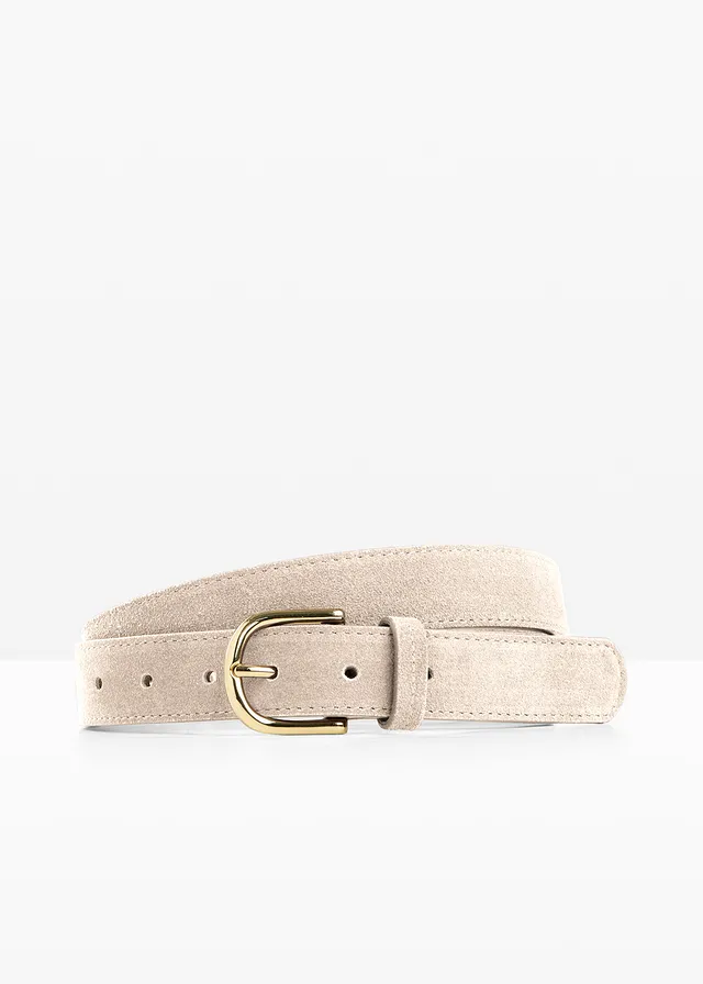 Ceinture en cuir avec boucle brillante, Couleur: sable clair