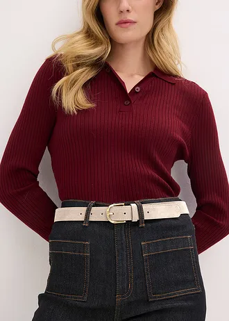 Ceinture en cuir avec boucle brillante, Couleur: sable clair