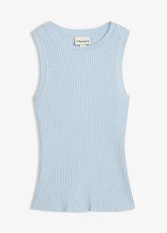 Gebreide top met viscose, Kleur: poederblauw