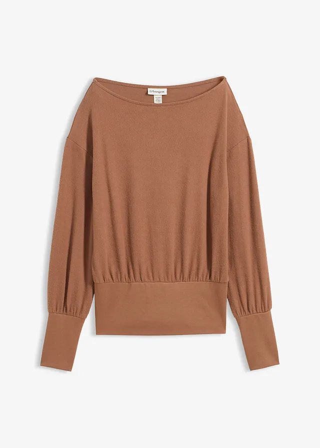 Longsleeve van zachte viscosemix • kastanjebruin • bonprix online shop