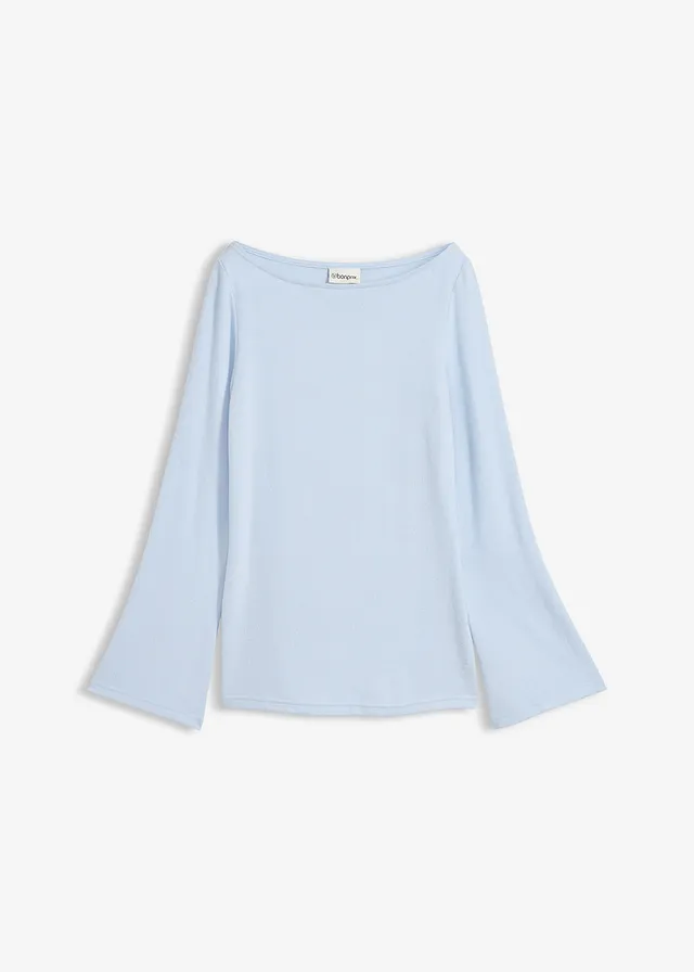 Bluză cu mâneci lungi din mix moale cu viscoză • albastru pudrat • magazin bonprix