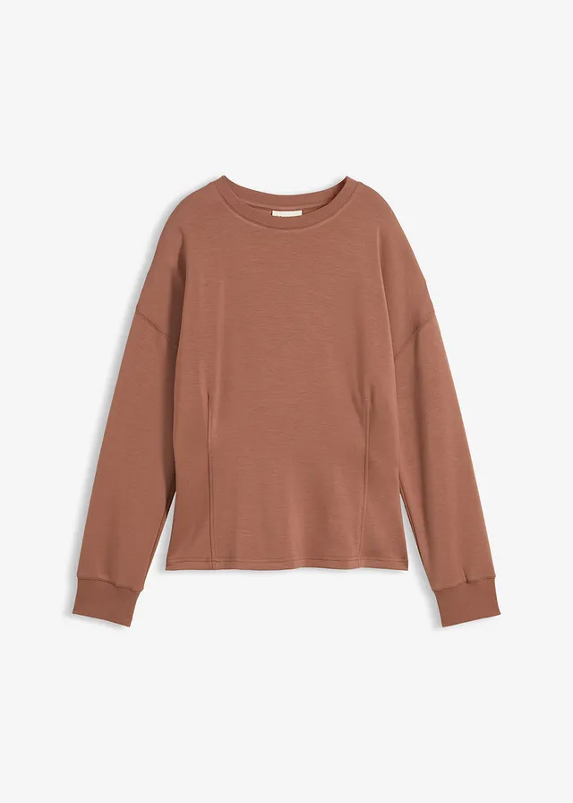 Sweat cintré en matière néoprène, Couleur: marron