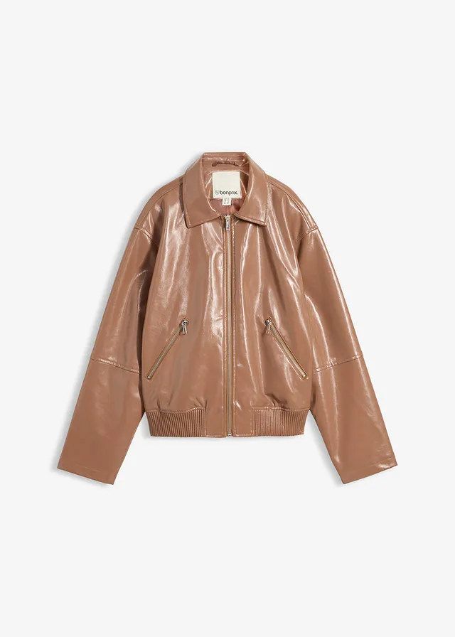 Veste enduite courte, Couleur: marron