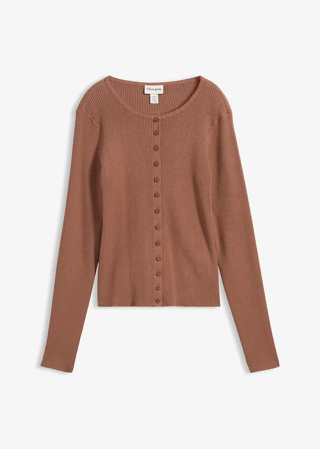 Fijngebreid vest in een zachte viscosemix • kastanjebruin • bonprix online shop