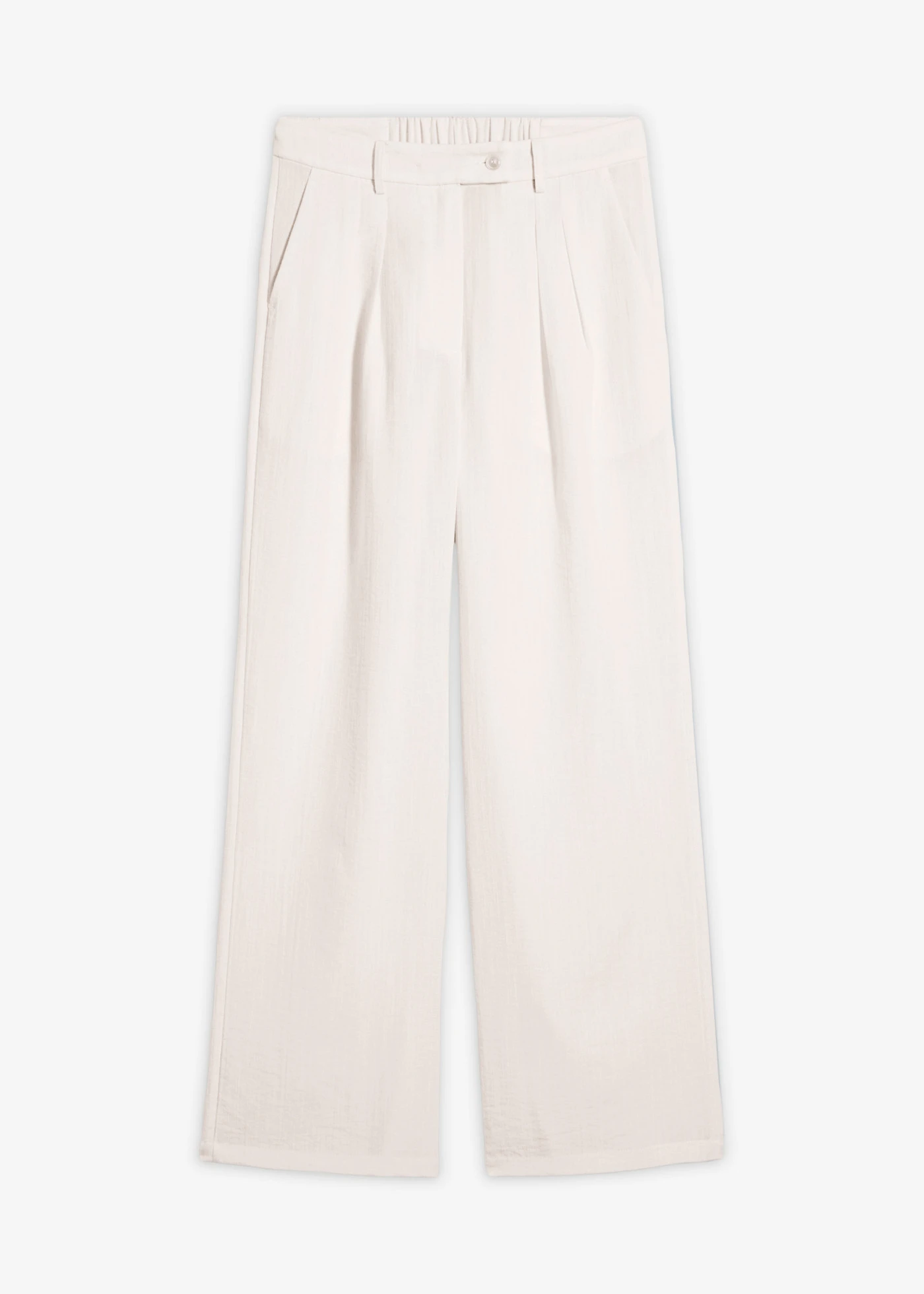 Broek met decoratieve knoop van een viscose-mix • wolwit • bonprix online shop