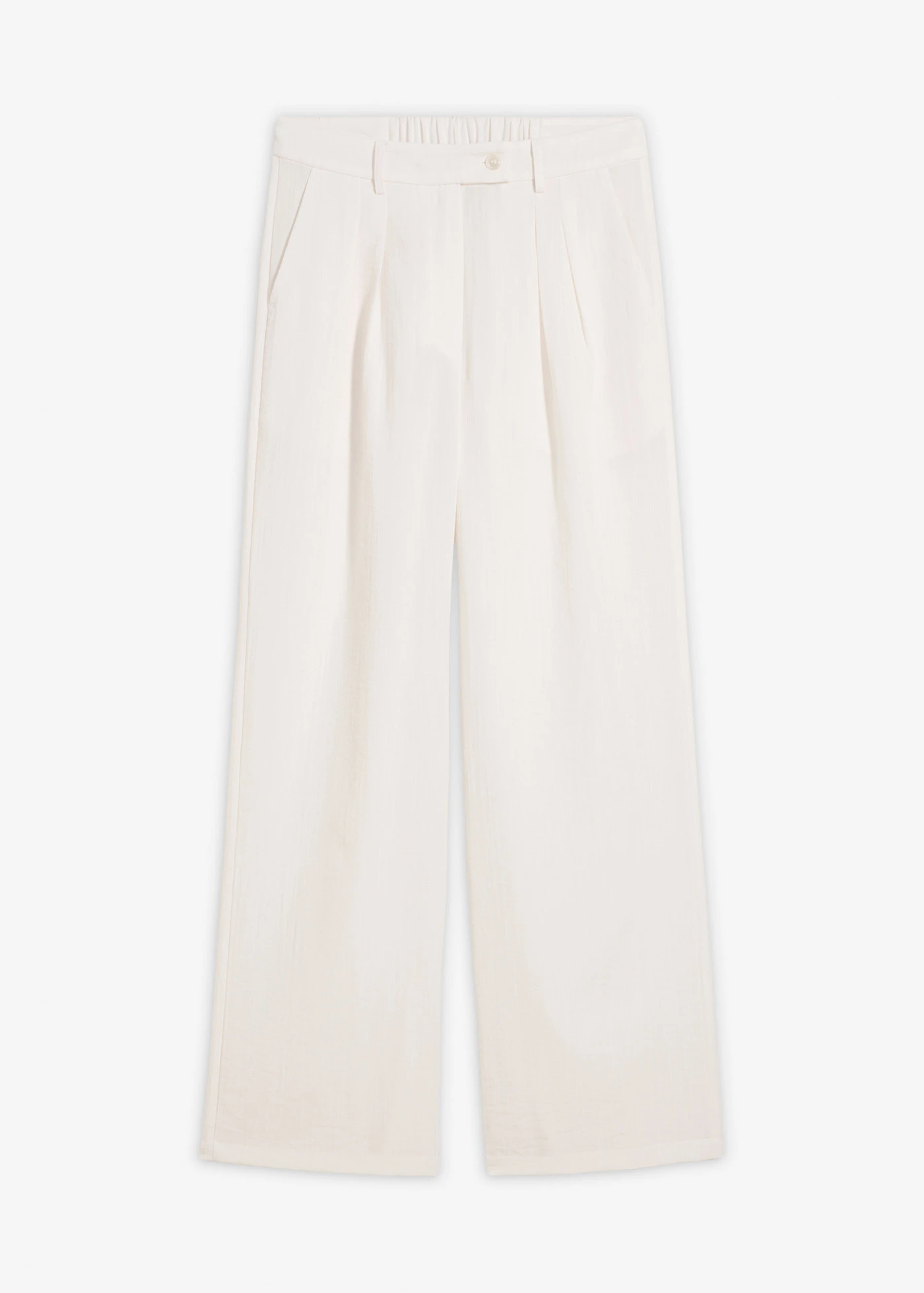 Pantaloni cu nasture decorativ, din material cu viscoză • ecru • magazin bonprix