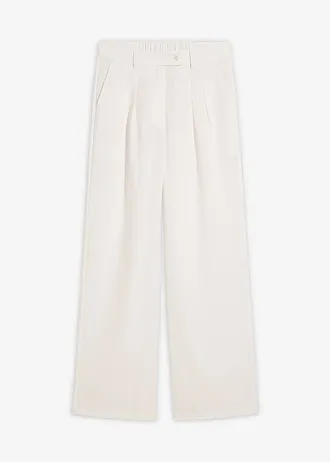 Pantaloni cu nasture decorativ, din material cu viscoză • ecru • magazin bonprix