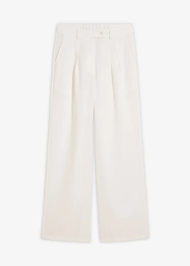 Nohavice s dekoratívnou gombičkou, z viskózového mixu