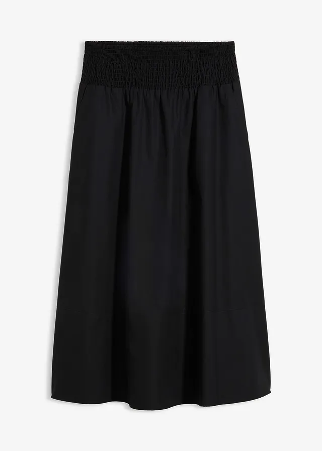 Jupe midi 100% coton • noir • Boutique bonprix