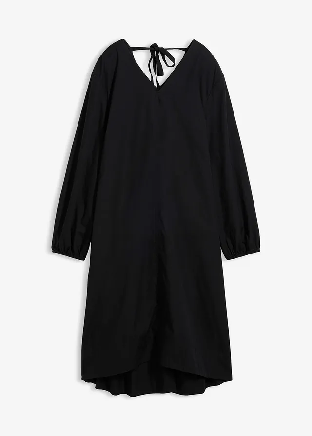 Rochie gen cămașă cu tiv balon la mâneci • negru • magazin bonprix