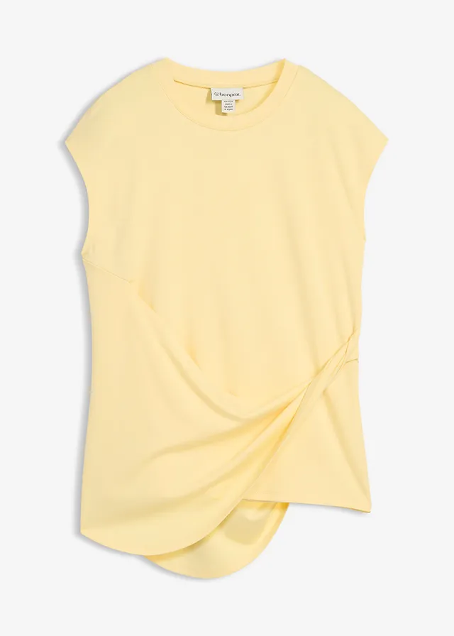 Shirt met asymmetrische onderrand van een viscose-mix • lichtgeel • bonprix online shop