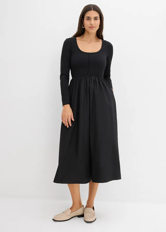Robe midi, Couleur: noir