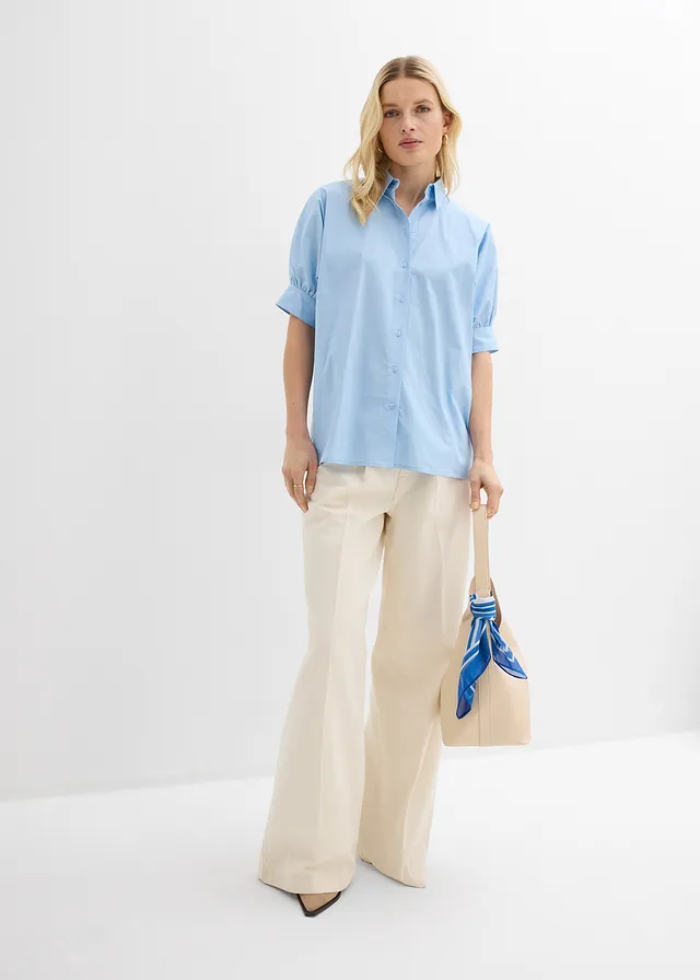 Oversized blouse, Kleur: lichtblauw