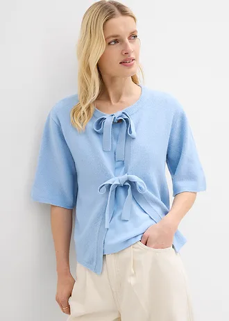 Fijn gebreid vest met strikjes, Kleur: lichtblauw