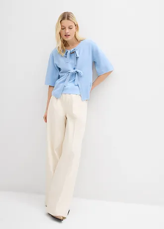 Gilet en fine maille à nouettes, Couleur: bleu clair