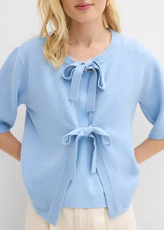 Gilet en fine maille à nouettes • bleu clair • Boutique bonprix