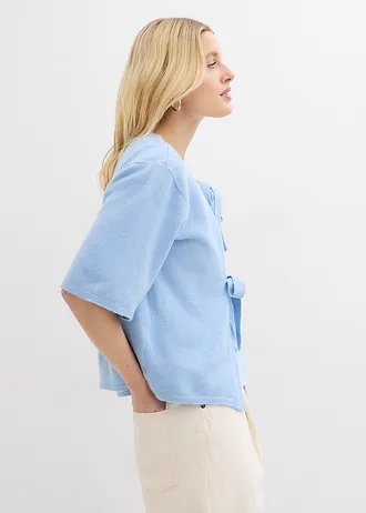 Gilet en fine maille à nouettes • bleu clair • Boutique bonprix