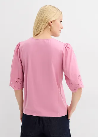 Shirt met broderie anglaise, Kleur: mauve