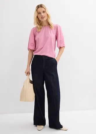 Shirt met broderie anglaise • mauve • bonprix online shop