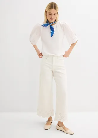 T-shirt à broderie anglaise • blanc • Boutique bonprix