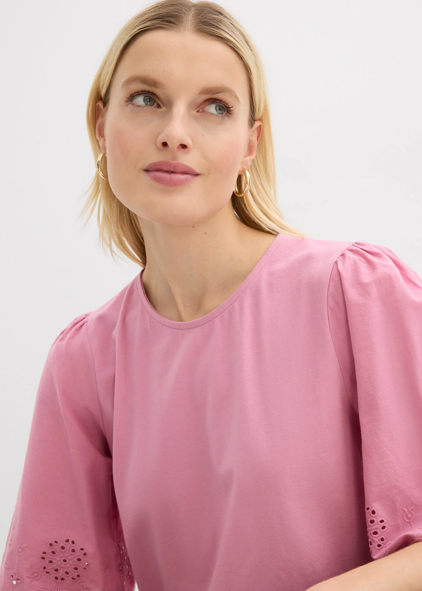 Shirt met broderie anglaise • mauve • bonprix online shop