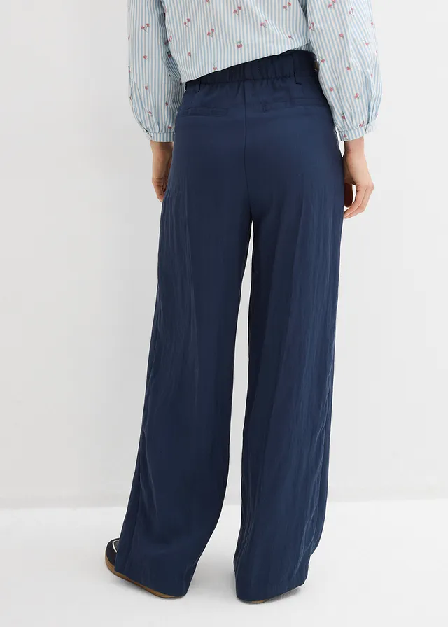 Twill broek met aanpasbare taillewijdte, Kleur: donkerblauw