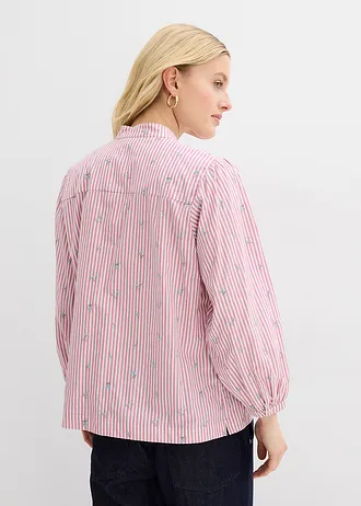 Chemisier coton à manches 7/8 • mauve-blanc rayé • Boutique bonprix