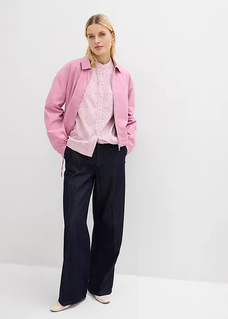 Blouse van katoen, Kleur: mauve-wit verticaal gestreept