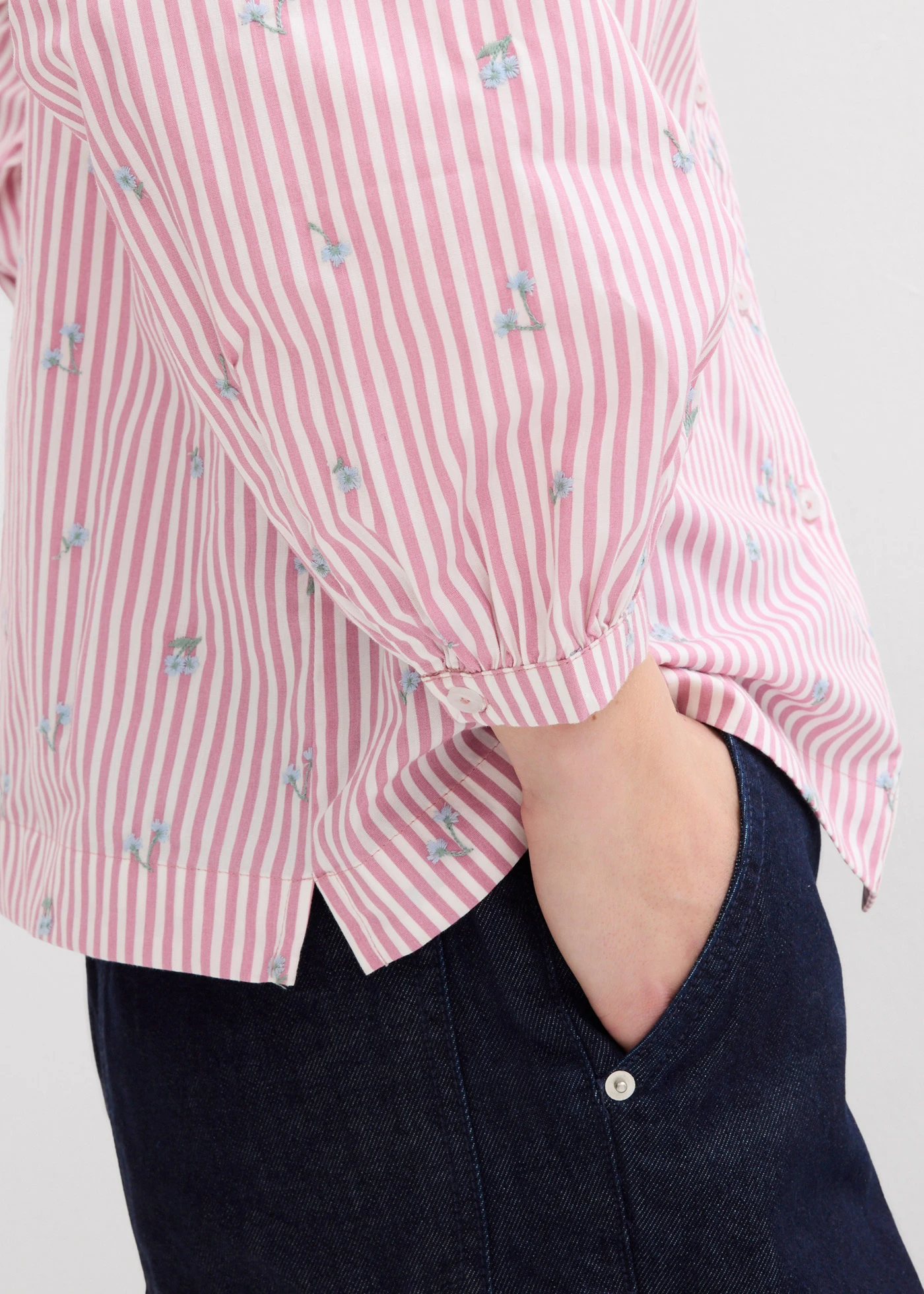 Chemisier coton à manches 7/8 • mauve-blanc rayé • Boutique bonprix