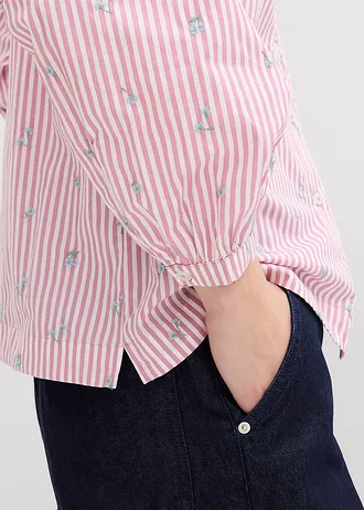 Blouse van katoen • mauve-wit verticaal gestreept • bonprix online shop