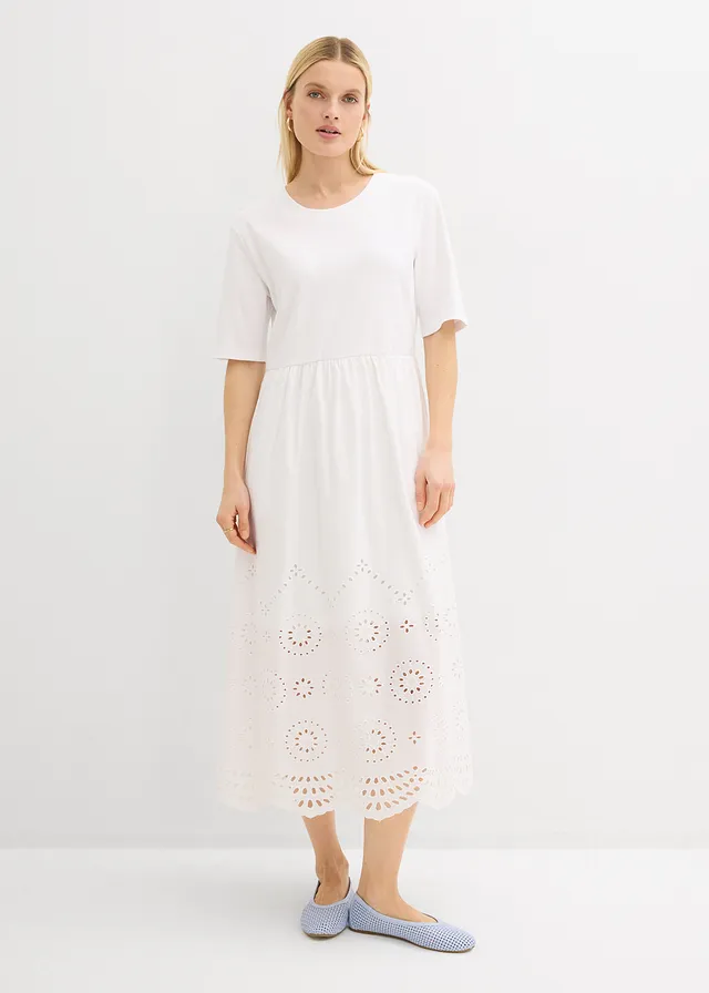Maxi jurk van puur katoen • wit • product-page.page-title-suffix