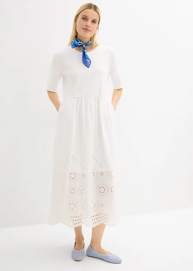 Robe longue 100% coton, Couleur: blanc