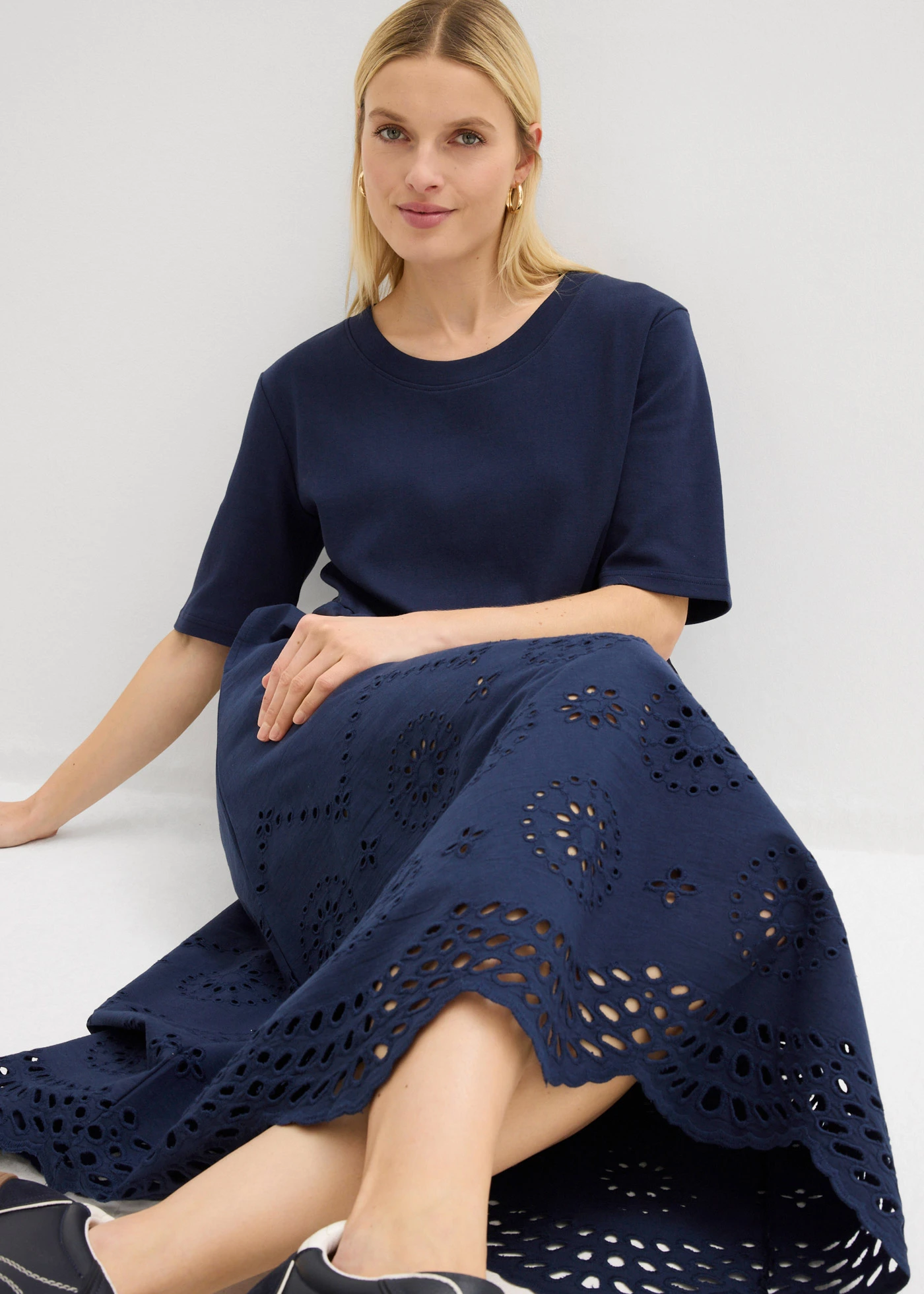 Maxi jurk van puur katoen • donkerblauw • bonprix online shop