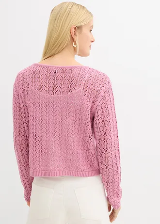 Gilet en maille ajourée 100% coton • mauve • Boutique bonprix