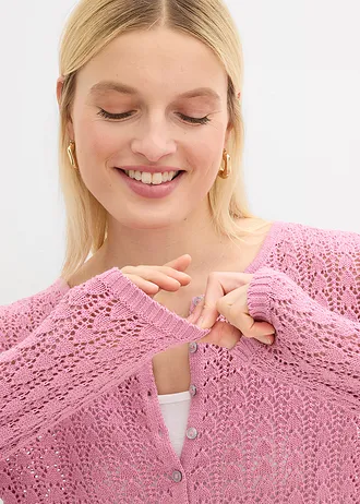 Ajour vest van katoen • mauve • bonprix online shop