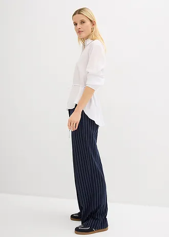 Overhemdblouse van een soepele viscosemix, Kleur: wit