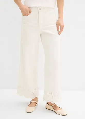 Pantalon large raccourci • blanc • Boutique bonprix