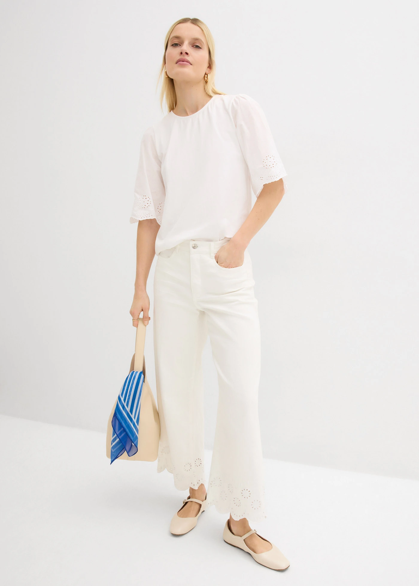 Culotte in een elastische katoenmix • wit • bonprix online shop