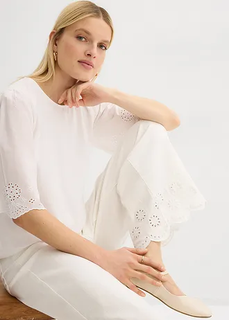 Kalhoty Culotte z elastické bavlněné směsi • bílá • bonprix obchod