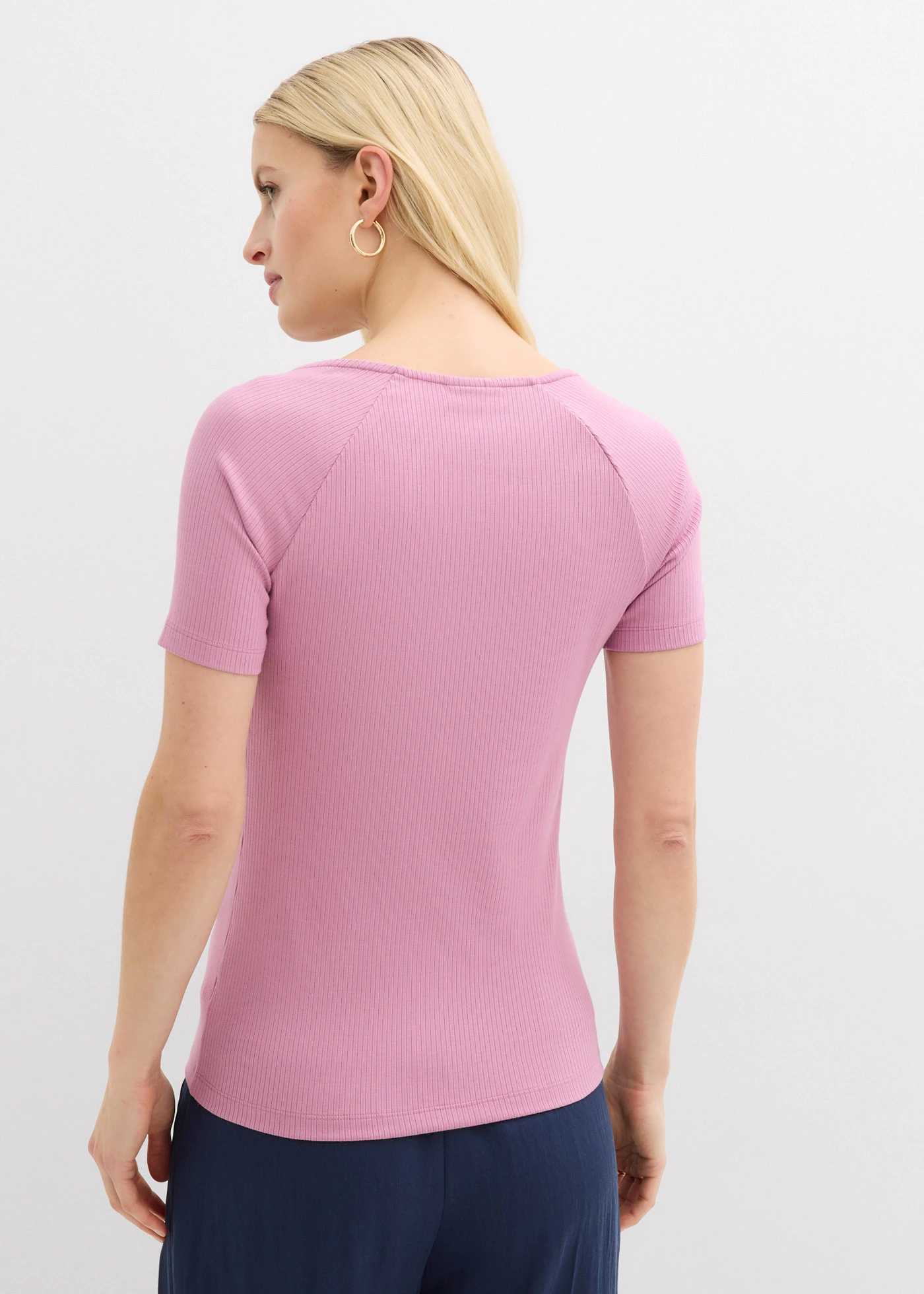 Geribd shirt in een viscosemix • mauve • bonprix online shop