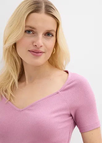 Geribd shirt in een viscosemix • mauve • bonprix online shop