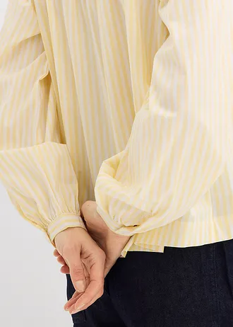 Bluză din poplin solid • galben deschis-alb cu dungi • magazin bonprix