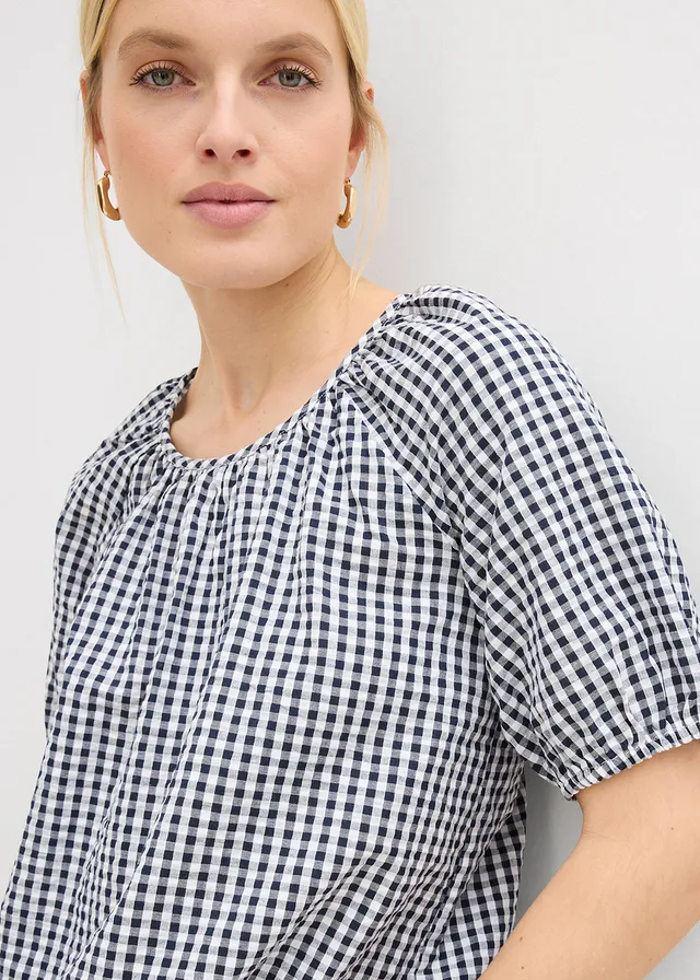 Blouse à manches courtes 100% coton • bleu foncé   blanc • product-page.page-title-suffix